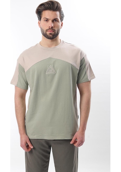Madmext Bej Overfit Garnili Erkek T-shirt E7104 Bej