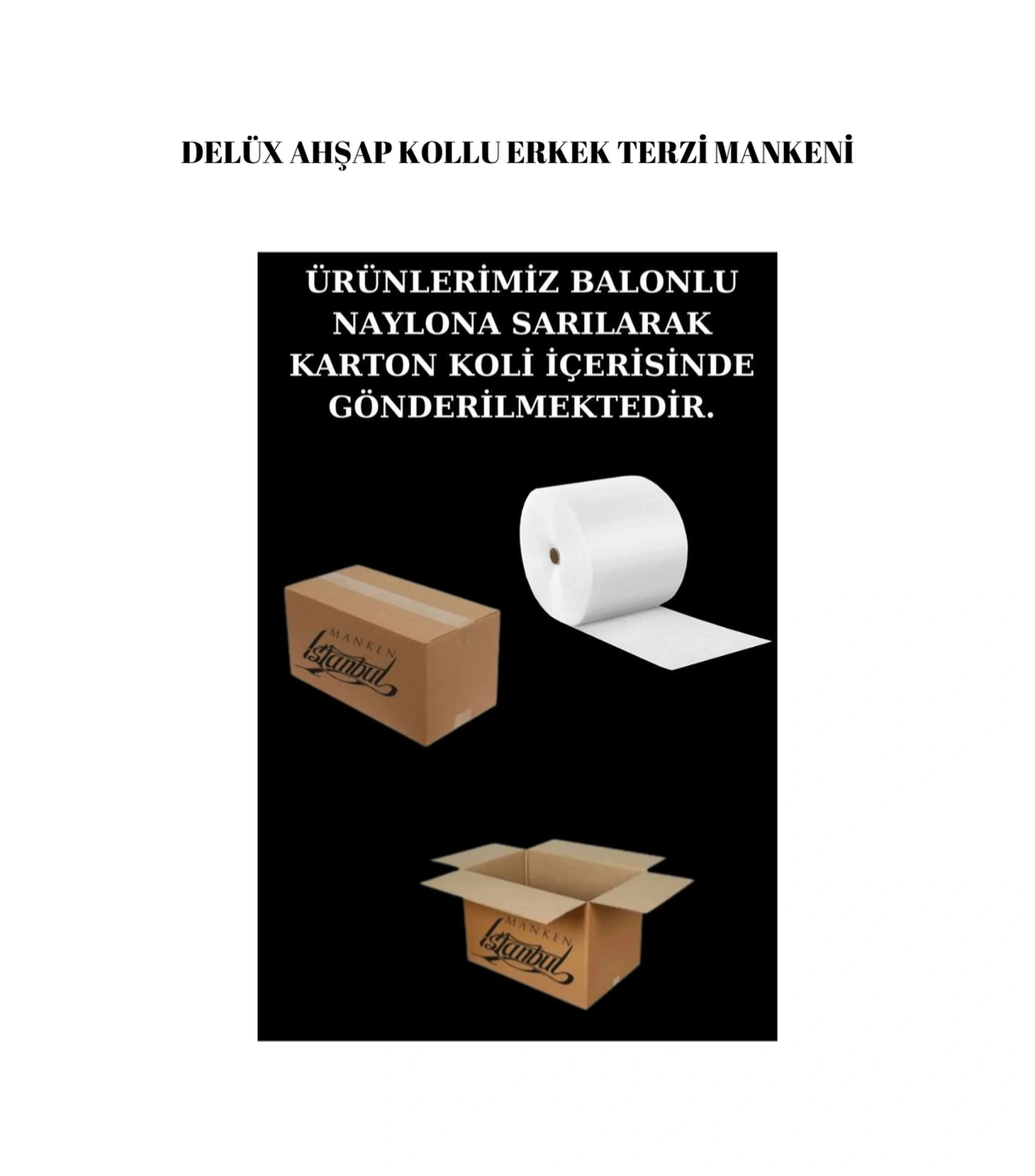 Delüx 48 Beden Erkek Ahşap Kollu Terzi Mankeni Vitrin Mankeni Cansız Manken