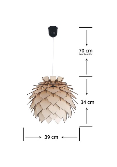 Lotus Ahşap Avize 4 Renk Modern Bohem Rustik Avize Tekli Sarkıt Lamba Butik Otantik Aydınlatma Cafe Salon Mutfak Yemek Masası Hol Antre Bej Diğer