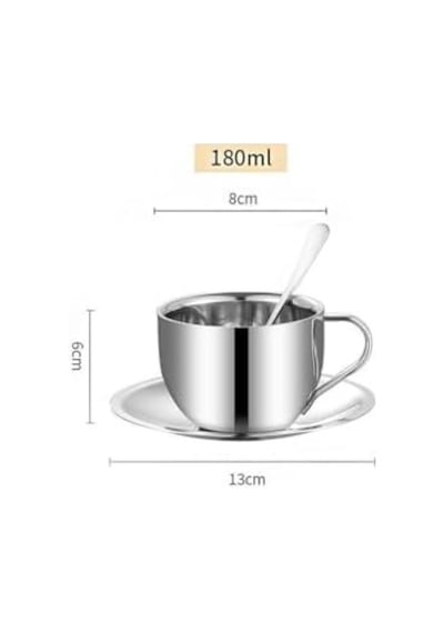 Çelik 4 Adet 180 Ml Çift Cidar Espresso Kahve Fincan Set Sunum Bardağı
