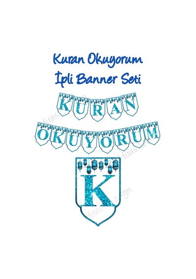 Kur’an Okuyorum İpli Banner Seti Mavi Pembe Tören Duvar Süsü