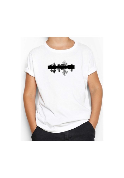 Zepplin Giyim Black Tree Reflection Beyaz Çocuk Tişört Beyaz