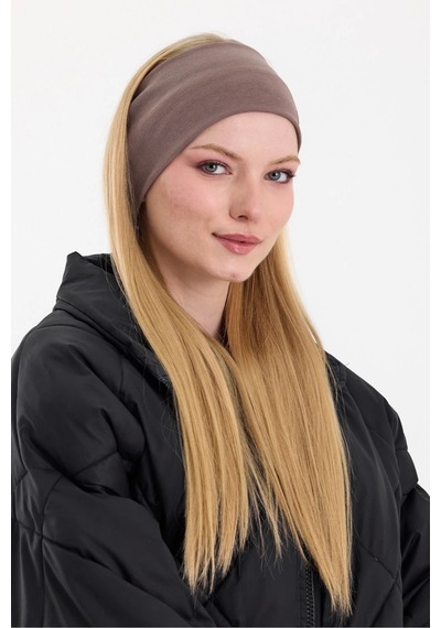 Kadın %100 Pamuklu Termal, Kaymaz, Terletmez, Ultra Hafif, Spor Saç Bandı Bandana - Tek Ebat / Kahverengi Kahverengi