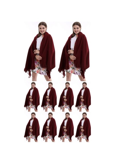 ALDAIYR 10 Adet Polar Kışlık Bordo Atkı Şal Puffy Chic Premium Soft