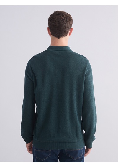 Lcwaıkıkı Classic Yeşil Polo Yaka Uzun Kollu Erkek Sweatshirt