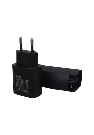 Weko Wk-27877 Note10 Siyah 25 Watt Şarj Başlık Adaptörü + Type-c To Type-c Kablo Standart