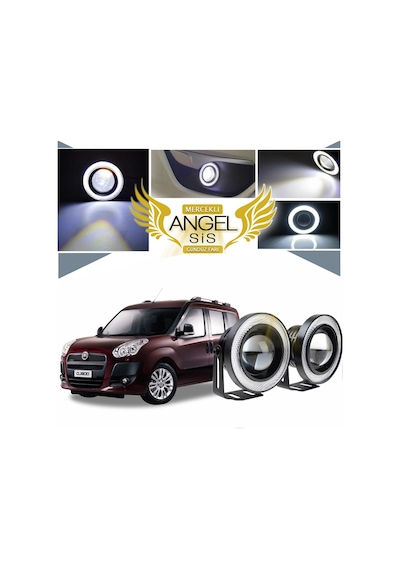 Fiat Doblo D3 Uyumlu, Universal Mercekli Led Angel Sis Farı, 76mm Beyaz Renk
