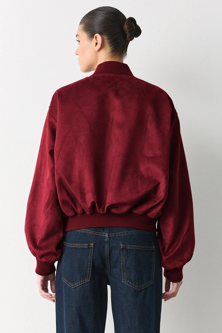 Bordo Astarlı Kadın Bomber Ceket Mg2545 Bordo