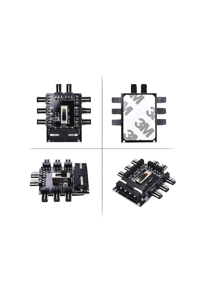 Ancheyn 8 Port Fan Çoklayıcı Hub Y Pwm Splitter İde Molex Soğutma 3 Pin 4 Switch Anahtarlı 4336