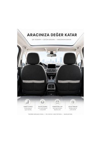 Mazda 323 Uyumlu Oto Koltuk Kılıfı Tam Set Airbag Uyumlu 4 Mevsim Cotfit Serisi 77770948
