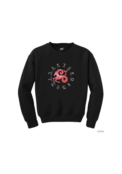 Koç Burcu Modern Siyah Sweatshirt