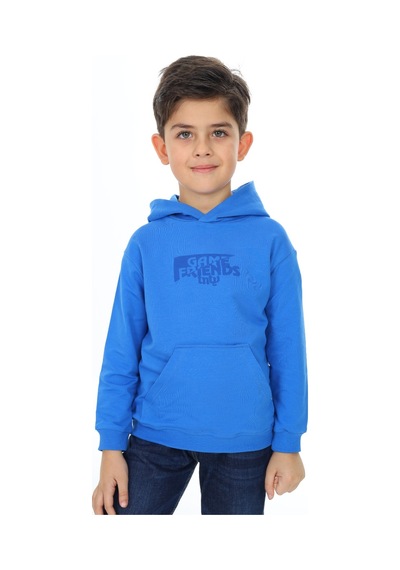 Toontoy Kids Toontoy Erkek Çocuk Relax Fit Kapüşonlu Cepli Düşük Omuz Baskılı Sweatshirt - 2 İplik Saks Toontoy Kids Toontoy Erkek Çocuk Relax Fit Kapüşonlu Cepli Düşük Omuz Baskılı Sweatshirt - 2 İplik Saks