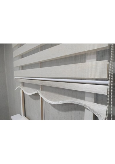 Krem Düz Zebra Stor Perde Etek Dilimli Alüminyum Kasa+etek Dilimi  Krem 100 x 200