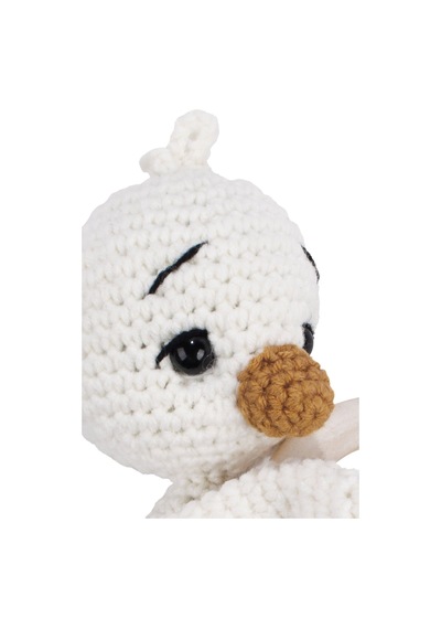 Unisex Ekru Turuncu Ördek Diş Kaşıyıcı Çıngıraklı Amigurumi Oyuncak Çok Renkli