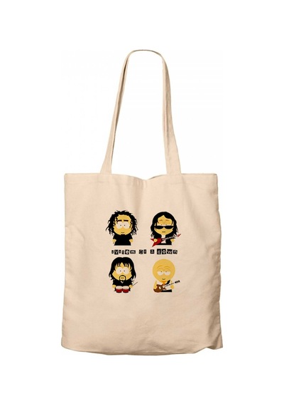 System of a Down Cartoon Krem Kanvas Bez Çanta