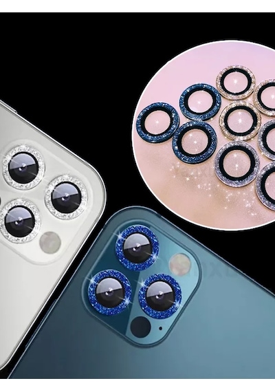 BİNANO Apple Uyumlu iPhone 12 PRO DIAMOND MAVİ CAMERA KORUYUCU