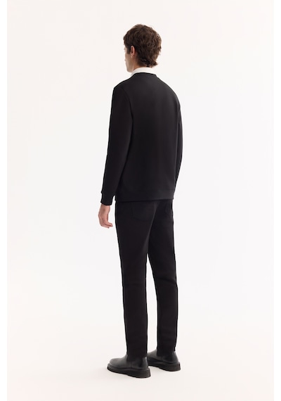 Avva Erkek Siyah Bisiklet Yaka Pamuklu Bi-stretch Baskılı Regular Fit Sweatshirt A52y1264