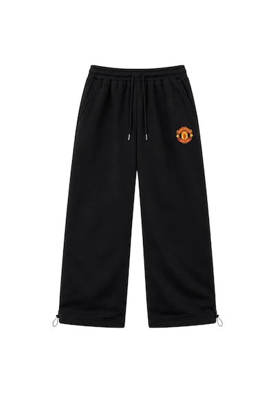 Zaee Manchester Nakışlı Ayarlanabilir Baggy Eşofman Altı Siyah