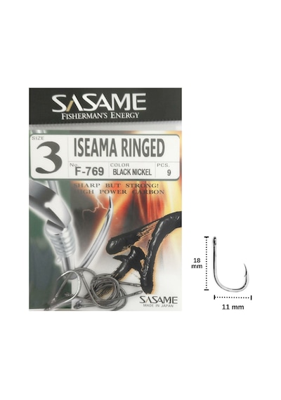 Sasame F-769 No:3 İseama Ringed Olta İğnesi 9 Adet