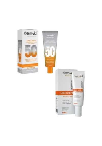 Dermokil Spot Leke Kremi 60 ML + Leke Karşıtı Güneş Koruyucu Yüz Kremi SPF50+ 50 ML