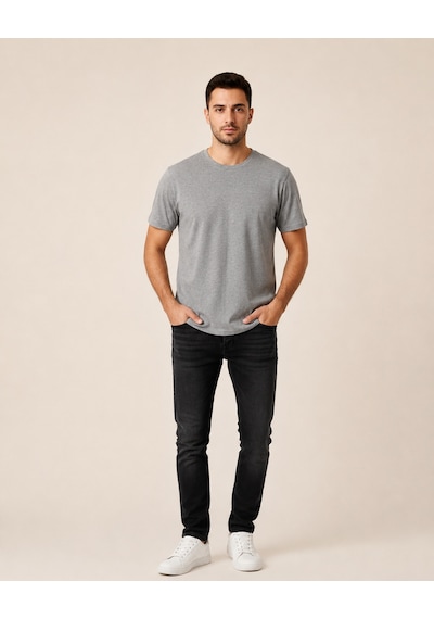 Vigoss Erkek Battal O Yaka Basıc T-shırt B3124-03370 Gri