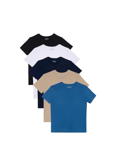 Tudors Unisex 5'li Pkt Siyah-beyaz-lacivert-vizon-mavi Slim Fit Dar Kesim %100 Pamuk Bisiklet Yaka Tişört-32941 Multi Tudors Unisex 5'li Pkt Siyah-beyaz-lacivert-vizon-mavi Slim Fit Dar Kesim %100 Pamuk Bisiklet Yaka Tişört-32941 Multi