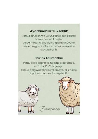 Sleepoos %100 Organik Pamuk Yastık 50 x 90