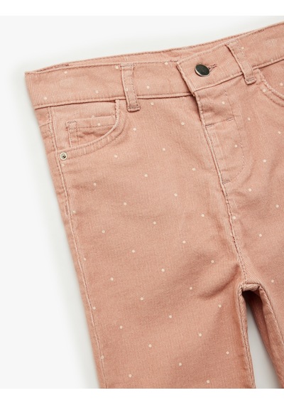 Koton Puantiye Detaylı Cepli Pamuklu İspanyol Paça Pantolon Pembe Desenli 6wmg40001aw Pembe Desenli