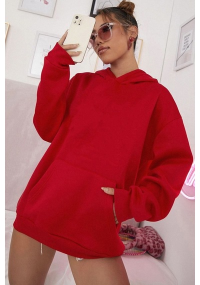 Uyguntarz Unisex Ramen Baskılı Sweatshirt Kırmızı