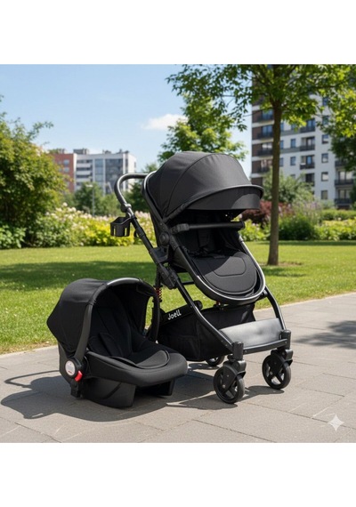 Mamma Süspansiyonlu Travel Sistem Bebek Arabası Taşıma Puset Siyah