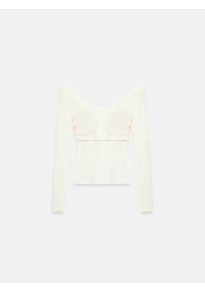 Dilvin 33237 Bra-free Uzun Kollu Top Ekru