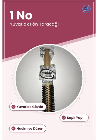 Fön Tarağı 1 Adet Yuvarlak Gövdeli Saç Fırçası Ve Tarak Saplı Hac