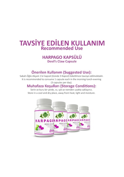 Gökçek Şifa 1000 MG Harpago (Devil's Claw Capsule) 60 Kapsül
