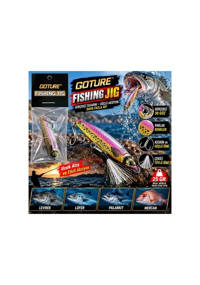 Goture 25 Gr Metal Jig Balık Avı Kaşığı Parlak Pembe Altın Renk 3d Göz Güçlü Iğne Ve Uzak Atış