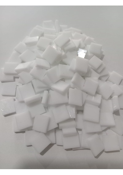 Beyaz Kare Vitray Cam Mozaik Taşı - Sanatsal Mozaik İçin Yaklaşık 10x10 Mm