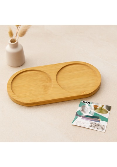 Bambu 2 Bölmeli Oval Mini Tepsi - Yağdanlık Altlık 12x23.4x0.8 Cm Çr