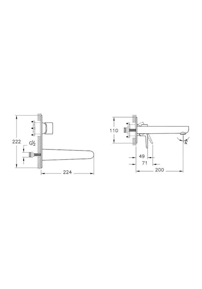 Artema Flow Soft Ankastre Lavabo Batarya Seti A43175 - A42230 Krom - Gri