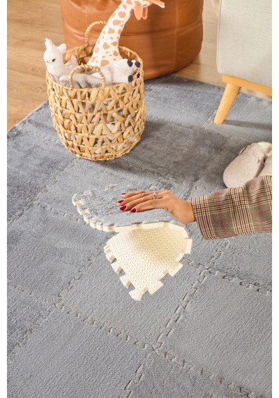 Puzzle Mat Gri 30x30 CM 4 Parça Bebek Çocuk Genç Odası Halısı Bebek Çocuk Genç Odası Halısı