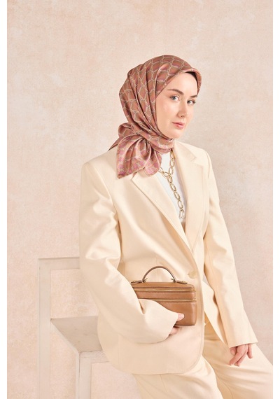 Silk Home Twill İpek Eşarp Zincir Bakır Çok Renkli