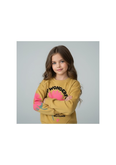 Fesshera Kids Kız Çocuk Sweatshirt Pamuklu Kışlık Kalın Baskılı Sweatshirt-uzun Kollu Rahat Kesim Bisiklet Yaka Sarı Fesshera Kids Kız Çocuk Sweatshirt Pamuklu Kışlık Kalın Baskılı Sweatshirt-uzun Kollu Rahat Kesim Bisiklet Yaka Sarı