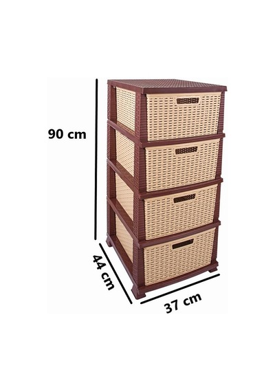 Omnipazar Srl-4002 Rattan Hasır Desen Plastik Komidin Mutfak Sebzelik 4 Katlı Kahverengi Omnipazar Srl-4002 Rattan Hasır Desen Plastik Komidin Mutfak Sebzelik 4 Katlı Kahverengi