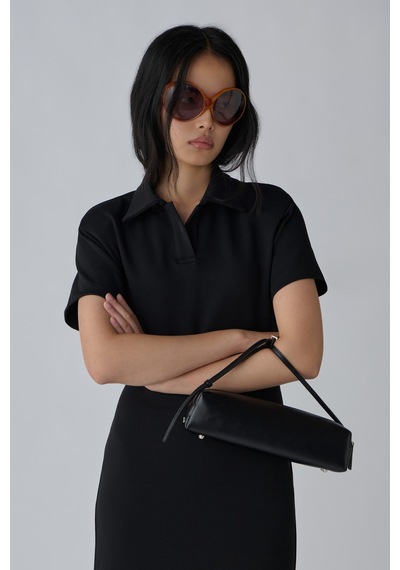 Suud Collection Siyah Raine Polo Yaka Elbise