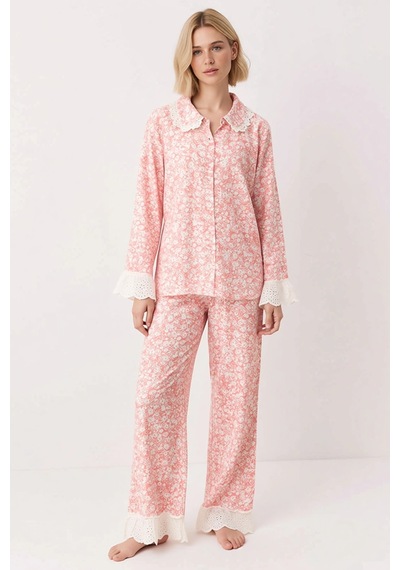Benerly Kadın Gömlek Yaka Uzun Kol Shally Dokuma Pijama Takımı Fonksiyone Pembe Benerly Kadın Gömlek Yaka Uzun Kol Shally Dokuma Pijama Takımı Fonksiyone Pembe