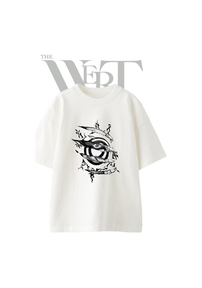 Thewert Naruto Kyubi Tasarım Baskılı Ünisex Beyaz Oversize T-shirt