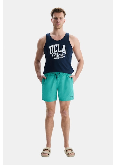 Ucla Perkıns Mavi Deniz Şort Nakışlı Standard Fit Erkek Deniz Şort Mavi