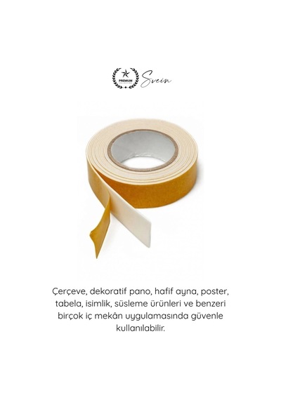 Köpükbant 5 Kg Çift Taraflı Köpük Montaj Bandı 19mm 2 Metre Güçlü Yapışkan Duvar Bant Beyaz Çerçeve Standart