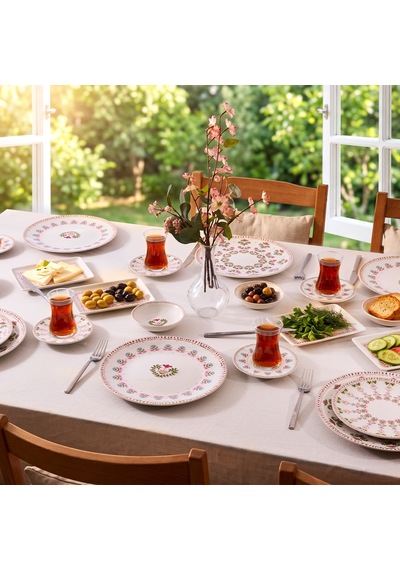 Aryıldız Ivy Pink 32 Parça 6 Kişilik Kahvaltı Takımı Çok Renkli