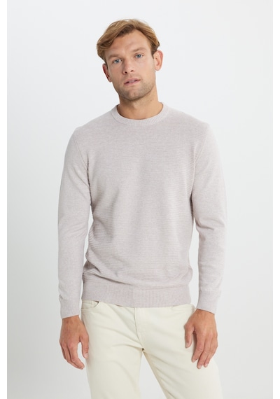 AC&Co / Altınyıldız Classics Erkek Bej Melanj Pamuklu Standart Fit Normal Kesim Bisiklet Yaka Jakarlı Triko Kazak Bej Melanj AC&Co / Altınyıldız Classics Erkek Bej Melanj Pamuklu Standart Fit Normal Kesim Bisiklet Yaka Jakarlı Triko Kazak Bej Melanj
