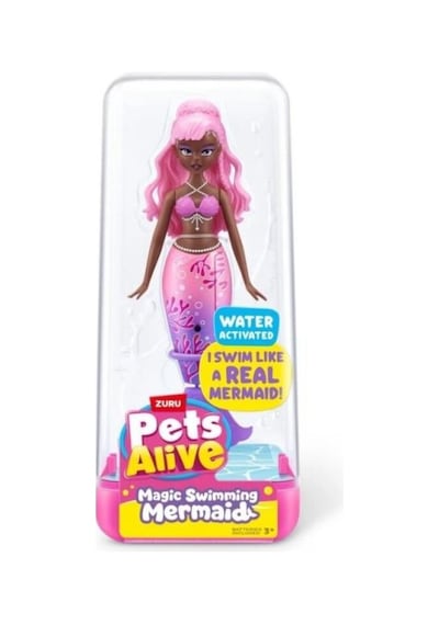 Zuru Pets Alive Magic Swimming Mermaid Su İle Çalışan Yüzen Deniz Kızı Oyuncak Bebek 1 Adet Pudra