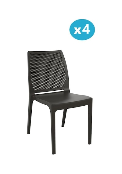 Omnipazar Sy-2509 Plastik İcon Bahçe Koltuk Sandalye 4'lü Set Kahverengi